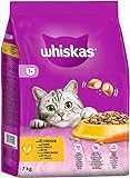 Whiskas Adult 1+ Katzentrockenfutter mit Huhn, 7kg (1 Beutel) – Hochwertiges Trockenfutter für ausgewachsene Katzen ab 1 Jahr