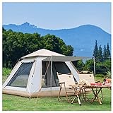 Glamping-Zelt, 4-Mann-Zelt, lässt Sich in DREI Sekunden öffnen, Doppeltüren und Vier Fenster, Kuppelzelt, stabil, Robustes Rucksackzelt für Camping