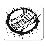 AOHOT Mauspads Bat Abstract Black and White Baseball Ball on Inscription Softball for Tattoo Stencil Mouse pad 9.5' x 7.9' for Notebooks,Desktop Computers Accessories Office Supplies