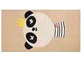 Kinderteppich Baumwolle Pandadruck 80 x 150 cm Beige Spielzimmer Bunan