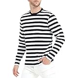 Herren Shirt Gestreiftes Langarm Marine Shirt Long Sleeve Leicht Basic mit Rundhals Mode Kleidung Langarmshirts H