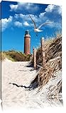 Schöner Leuchtturm am Strand Format: 120x80 auf Leinwand, XXL riesige Bilder fertig gerahmt mit Keilrahmen, Kunstdruck auf Wandbild mit Rahmen, günstiger als Gemälde oder Ölbild, kein Poster oder Plakat