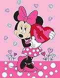 Minnie Mouse Kinder-Zimmer-Teppich Herz Rosa Pink 100 cm x 133 cm rutschhemmend lärmhemmend Kinderteppich Spiel-Teppich Spielunterlage Mädchen-Teppich Disney Minnie Maus Mickey Maus Sweet Love Girls
