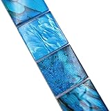 Mosaik Borde blau Wildelifeoptik Glasmosaik glänzend Quadrat Wand Küche Bad Dusche
