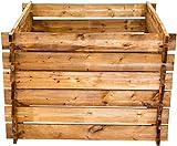 Komposter aus FSC-zertifiziertem Holz, Gartenkomposter braun imprägniert, 100 x 100 x 65 cm, Stecksystem, einfache Montage