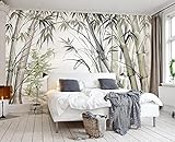 Fototapete 3D Effekt Handgezeichneter Aquarell Bambuswald Nordic Tapeten Vliestapete Wandbilder Wohnzimmer Schlafzimmer