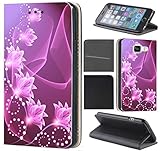 Samsung Galaxy J5 2016 J510 / Duos Hülle von CoverHeld Premium Flipcover Schutzhülle Flip Case Motiv (1057 Blume Abstract Lila)