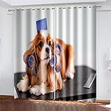 RZHIXR 3D-Digitaldruck-Haustier-Hund-Verdunkelungsvorhänge, Schlafzimmer, Wohnzimmer, Küche, Undurchsichtige Vorhänge Für Kinderzimmer, Kinderzimmer （Width） 280 x（high） 200cm