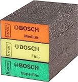 Bosch Accessories 3 x S471 Standard Blöcke (für Weichholz, Farbe auf Holz, 69 x 97 x 26 mm, Feinheitsgrad Mittel / Fein / Superfein, Zubehör Handschleifen)