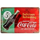 Nostalgic-Art Retro Blechschild, Coca-Cola – Delicious Refreshing – Geschenk-Idee für Coke-Fans, aus Metall, Vintage-Design zur Dekoration, 20 x 30 cm