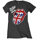 Rolling Stones Damen The Vintage British Tongue T-Shirt, grau, 38