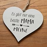 Glitzkind Holz Deko-Herz Geschenk für Mama Mutter Eltern zum Muttertag Geburtstag Weihnachten | Blechschilder Retro Vintage mit Spruch | Beste Mama