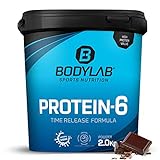 Bodylab24 Protein-6 Schokolade 2kg / Mehrkomponenten Protein Schoko, Eiweißpulver aus 6 hochwertigen Eiweiß-Quellen / Protein-Shake für Muskelaufbau