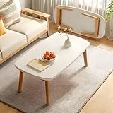 Couchtisch, klappbarer Couchtisch, Mitteltisch, Wohnzimmer-Couchtisch, Bauern-Couchtisch, einfacher moderner Teetisch, Wohnzimmertisch, Couchtisch aus Holz, rechteckiger Couchtisch(White+wood color,80