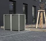 Hide Mülltonnenbox, Mülltonnenverkleidung, Gerätebox grau // 139x81x115 cm (BxTxH) // Aufbewahrungsbox für 2 Mülltonnen 240l