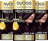 Syoss Oleo Intense Öl-Coloration 3-33 Aubergine Stufe 3 (3 x 115 ml), dauerhafte Haarfarbe mit pflegendem Öl, Coloration ohne Ammoniak