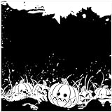 Wallario Glasbild Halloween - Kürbisse und Fledermäuse in schwarz-weiß, Comic Stil - 50 x 50 cm in Premium-Qualität: Brillante Farben, freischwebende Optik