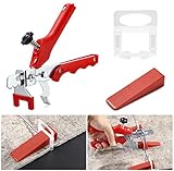Zawaer Fliesen Nivelliersystem, 2mm Fugenbreite Verlegehilfe 400 Laschen + 200 Keile + 1 Zange für fliesenverlegehilfe, Nivelierset Fliesen für DIY