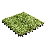 Floordirekt Rasen Klickfliesen 30x30 cm, 1 Stück = 0,18m² Terrassenfliesen, Balkonfliesen - Bodenbelag für Balkon & Terrasse - wetterfest mit Drainagefunktion | Grass