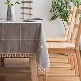 Topmail Tischdecke Rechteckige Tischdecke Baumwolle Leinen Tischdecke Geeignet für Home Küche Dekoration, Verschiedene Größen (Hellgrau, 140 x 180 cm)