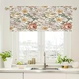 Epinki Scheibengardinen Kinderzimmer, Bunt Scheibengardinen Landhausstil Blickdicht Vintage Blumen Muster, Polyester Fenstervorhang Verdunkelung für Wohnzimmer, 1er, 152x45cm(B*H)
