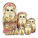 WDBB matroschka ​Puppen Russische Nesting Puppen 10 Stücke Nesting Puppe Traditionelle handgemachte hölzerne russische Matryoshka Pädagogisches Spielzeug Kreatives Überraschungsgeschenk