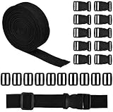 WOWOSS 5M*2.5cm Gurtband mit Schnallen Klippverschluss 10 Paare aus Polypropylen Gurte Schwarz für Rucksack Tasche
