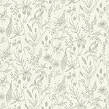 Jette Vliestapete mit Glitter Tapete floral natürlich 10,05 m x 0,53 m grün metallic weiß Made in Germany 373635 37363-5