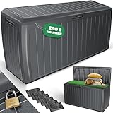 KESSER® Auflagenbox 290 Liter Mit Rollen Griffe 100 kg belastbar Smart Click System Truhe Gartenbox Kissenbox