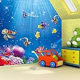 3D Wallpaper Wandbild 3D Cartoon Kinder Schlafzimmer Tapete Wandbild Aquarium Unterwasserwelt Benutzerdefinierte Größe Kostenloser Kleber 350x245cm