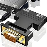 Retoo HDMI to VGA mit Audio Adapter HDMI auf VGA Konverter Kabel 1080P 60HZ Stecker auf Buchse Converter von Alter PC zu TV/Monitor mit HDMI Audio für Monitor Projektor HDTV