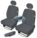 ZentimeX Z752432 Sitzbezüge Set Fahrersitz/Einzelsitz Armlehne rechts + Beifahrersitz/Einzelsitz ohne Armlehnen + Armlehne (Fahrersitz) Stoff dunkel grau