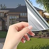 OFHome Spiegelfolie Selbstklebend Fensterfolien Sichtschutz Sonnenschutz Wärmeisolierung Anti-UV Fensterfolien für Büro und Haus (Silber , 90x500 cm)