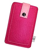 Davii Handy Filztasche für Samsung Galaxy S7 Edge, Schutztasche Leicht Reißfest, Handytasche mit Band, Rundumschutz, Etui weich Dealbude24 - L in Pink