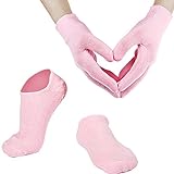 Weiche Baumwolle Gel Feuchtigkeitsspendende Spa Handschuhe und Socken für Gebrochene Trockene Haut für Damen und Männer (Pink)