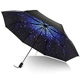 TRADE® 8 Rib Travel Umbrella 3 Schicht Faltbare wasserdichte Galaxy Pattern Regenschirme mit komfortablen Griff