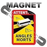 6 Stück Attention Angles Morts Magnetschilder 25 x 17 cm Magnet für BUs und Wohnwagen Warntafel Hinweiszeichen Schild Frankreich mit UV Schutz