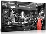 Kunstdruck auf Leinwand: Marilyn Monroe, Elvis Presley, James Dean, schwarz/weiß/rot, schwarz / rot / weiß, A1 76x51 cm (30x20in)