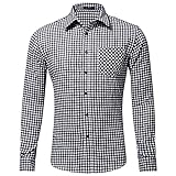 Jubaton Plaid Single Pocket Revers Cardigan Herrenhemd Langarm Top Mode bequem lässig gutaussehend wildes Geschäft XXL