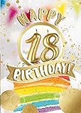 bentino Geburtstagskarte XL mit leuchtenden 'KERZEN' zum AUSPUSTEN, Spielt den Song 'Happy', DIN A4 Set mit Umschlag, Glückwunschkarte zum 18. Geburtstag, Grußkarte 'Great Cards' von bentino