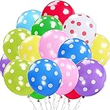 GRESAHOM Mehrfarbig Polka Dots Luftballons, 30 Stück 12 Zoll Mehrere Farben Party Latex Ballons Set, Sortierte Farben Polka Dot Latexballons für Geburtstag Hochzeit Babydusche Party Dekorationen