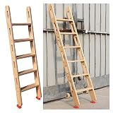Etagenleiter aus Holz für Betten, 49,2/59/69 Zoll hoch, freistehende Camper-Aufstiegsleiter zum Einhängen mit kompletten Bausätzen für Einzelbetten und Queensize-Hochbetten (Größe: 59 Zoll/1