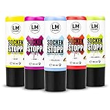 LM-Kreativ Socken Stopp Anti Rutsch Set (Set Bunte Mischung) - ABS Antirutsch, Sock Stop Creme, flüssige Sockensohle, Rutsch-Stop