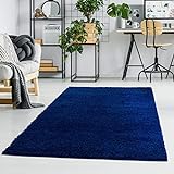 ayshaggy Shaggy Teppich Hochflor Langflor Einfarbig Uni Blau Weich Flauschig Wohnzimmer, Größe: Läufer 80 x 300 cm