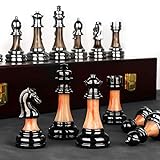 Cutfouwe Schachspiel,Schachbrett Holz hochwertig,schachspiel Gross,Schach für anfänger,Für Kinder Und Erwachsene, ABS-Kunststoff+Metall (verschlimmert)