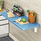 Wandklapptisch Schreibtisch, Wandtisch Klappbar Küche Aus Holz, Platzsparender Küchentisch Klapptisch Wandmontage, Schwimmender Schreibtisch Für Schlafzimmer, Waschküche, Esstisch ( Color : Blauw , Si