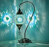 Demmex 2019 Türkische marokkanische Mosaik-Tischlampe Nachttischlampe Nachttischlampe Tiffany Nachttischlampe für USA, Türkis, Blaugrün, Grün