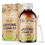 Vitaliday Liposomales Vitamin B12 in aktiver Form: Methylcobalamin | VEGAN & HOCHDOSIERT | Mit Phospholipiden aus Sonnenblumen | Allergenfrei | 100 Dosierungen