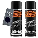 TRISTARcolor Autolack Spraydosen Set für Ford D9 Panther Black Perl Basislack Klarlack Sprühdose 400ml