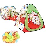 Milliard Kinderspielzelt, Bällebad Pop Up Spielhaus und Krabbeltunnel + 50 Bälle und Tasche - für Baby und Kinder, Perfekt für Drinnen und Draußen (Mehrfarbig)